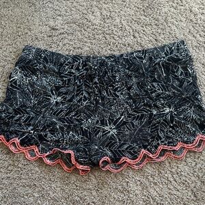 Mossimo Supply Co. Black Floral Athletic Shorts with Coral Trim